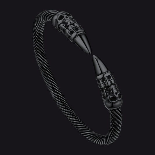 Gothic Punk Skull Open Cuff Bangle Bracelet