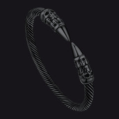 Pulseira de punho aberto com caveira gótica punk