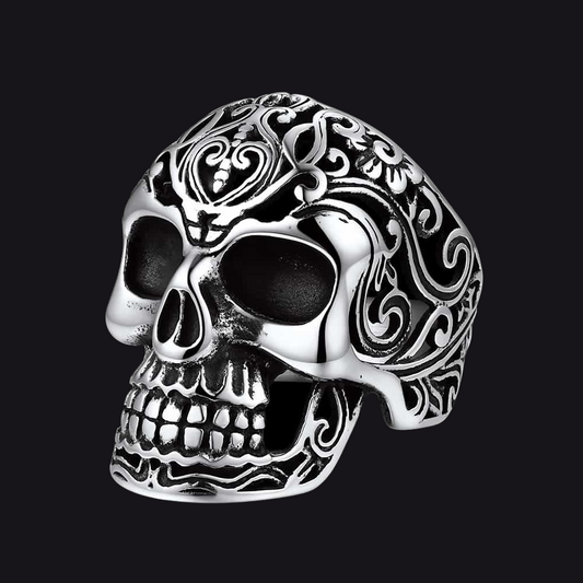 Gothic Skull Hollow Sugar Stainless Steel Ring Men