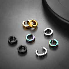 Brincos de argola Huggie pequenos com clipe para homens, 4 pares