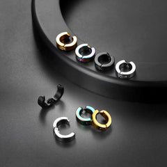 Brincos de argola Huggie pequenos com clipe para homens, 4 pares