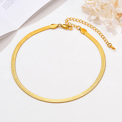 Gargantilha de elos de corrente plana feminina 3 mm/5 mm de largura