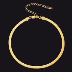 Gargantilha de elos de corrente plana feminina 3 mm/5 mm de largura