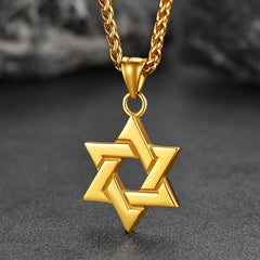 Colar com pingente clássico de estrela de David para homens e mulheres