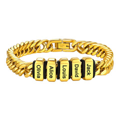 Customized Engraved Multiple Name Cuban Link Chain Bracelet