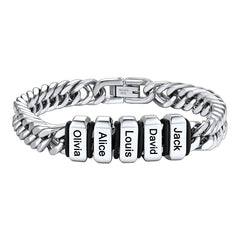 Customized Engraved Multiple Name Cuban Link Chain Bracelet