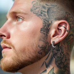 Brincos de argola Huggie Celtic Vine de prata esterlina para homens