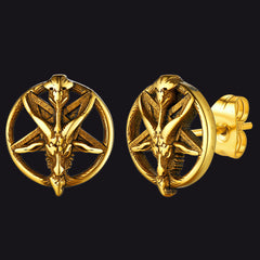Satanic Baphomet Goat Stud Earrings for Men
