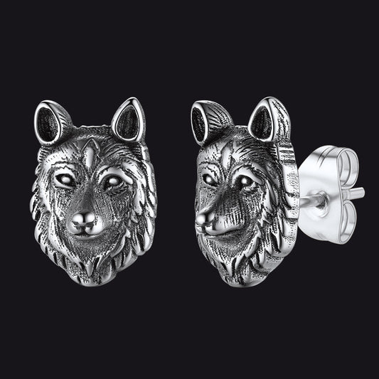 Brincos de pino Viking Rune Norse Viking Wolf para homens