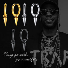 Punk Spike Huggie Hoop Earrings for Men Women