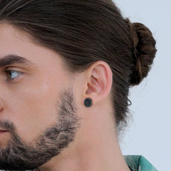 Brincos de pino Vegvisir com bússola nórdica e runa viking para homens