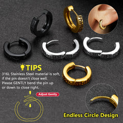 Brincos de argola Huggie com runas nórdicas Viking Runas nórdicas para homens e mulheres