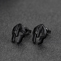 Spartan Helmet Mask Stud Earrings for Men