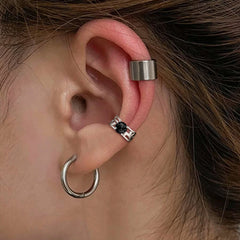 Brincos Ear Cuffs de Prata Esterlina com Pedras Celtas de Nascimento em 925