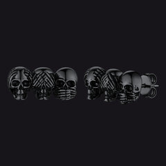 See No Evil, Hear No Evil, Speak No Evil Skulls Stud Earrings