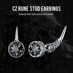 Brincos de pino Viking Rune Viking Nordic Star Rune Fang para homens