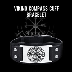Norse Viking Compass Leather Wristband Son Bracelet