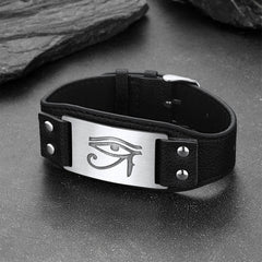 Egyptian Horus Eye Leather Wristband Son Bracelet