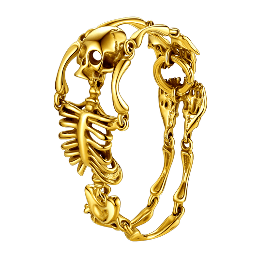 Pulseira de esqueleto de caveira em aço inoxidável casaivy