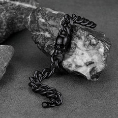 Gothic Skull Cuban Link Choker Chain & Bracelet Jewelry Set for Men