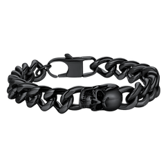 Gothic Heavy Cuban Chain Skull in Stainless Steel Bracelet