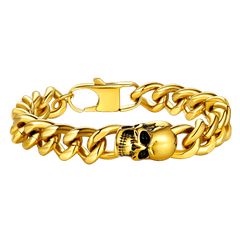 Gothic Heavy Cuban Chain Skull in Stainless Steel Bracelet