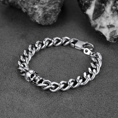 Gothic Skull Cuban Link Choker Chain & Bracelet Jewelry Set for Men