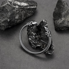 casaivy Viking Raven Cuff Bangle Bracelet