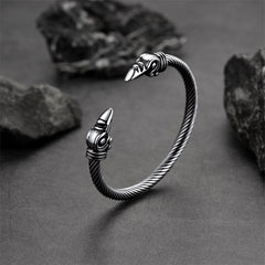 casaivy Viking Raven Cuff Bangle Bracelet
