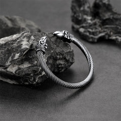 casaivy Viking Raven Cuff Bangle Bracelet