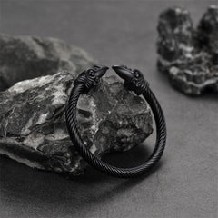 casaivy Viking Raven Cuff Bangle Bracelet
