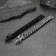 Pulseira Punk de Aço Inoxidável com Cabeça de Dragão Viking