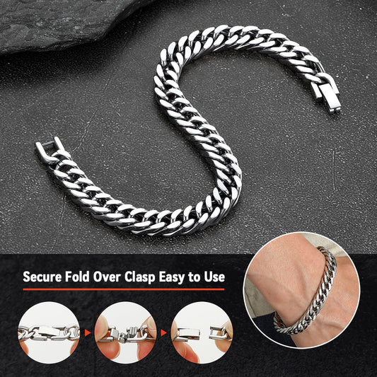 Pulseira Chunky Miami Cuban Link em aço inoxidável
