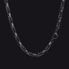 Colar de corrente de motociclista de aço inoxidável com cruz