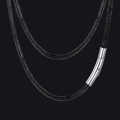 Colar de corda de cera com corrente de couro trançado 2 mm/3 mm