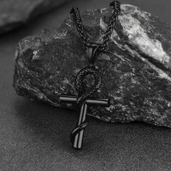 Colar de cruz de cobra Ankh, pingente de serpente egípcia antiga, masculino e feminino