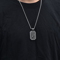 Colar com pingente de placa de cachorro Arcanjo São Miguel para homens