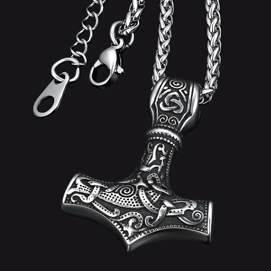 Nórdico Viking Thors Martelo Colar Mjolnir Pingente Masculino