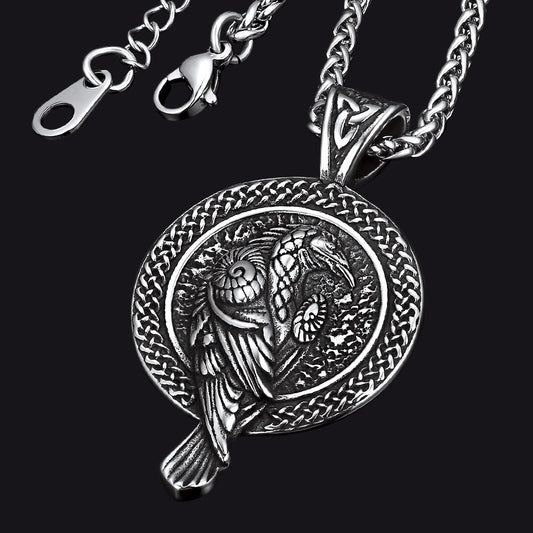 Colar Viking Odins Raven com pingente masculino