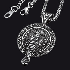 Viking Odins Raven Pendant Necklace Men