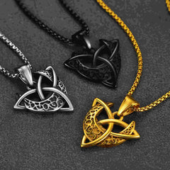 Colar masculino com nó celta da trindade e deusa da lua