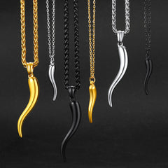 Colar de chifre italiano Cornicello Amuleto Pingente Homens Mulheres