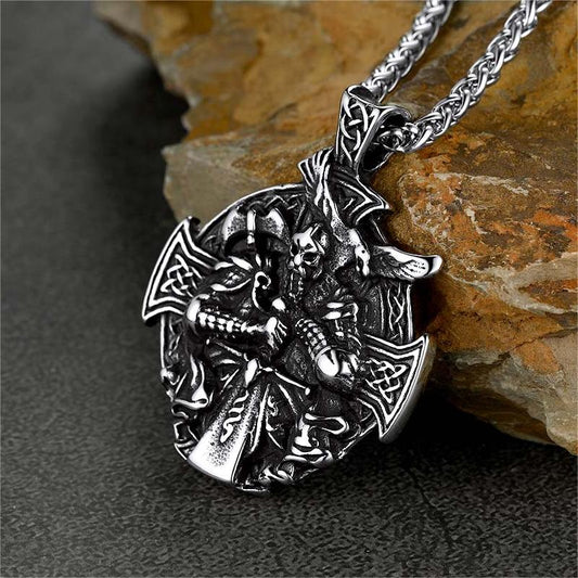 Colar com pingente de cruz de Odin Viking nórdico masculino