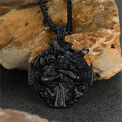 Colar com pingente de cruz de Odin Viking nórdico masculino