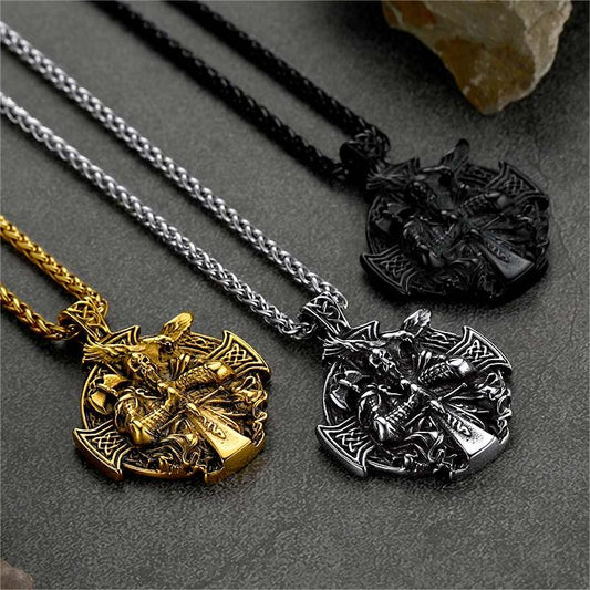 Colar com pingente de cruz de Odin Viking nórdico masculino