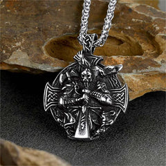 Colar com pingente de cruz de Odin Viking nórdico masculino