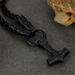Colar Viking Thors Martelo Mjolnir Masculino Corrente de Lobo