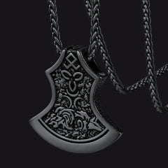 Colar com pingente Viking Battle Axe e bússola masculino
