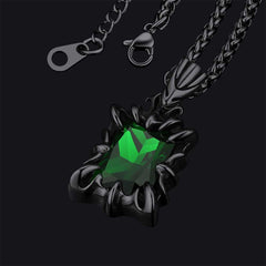 Colar masculino gótico com garra de dragão e cristal rubi