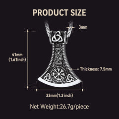 Colar com pingente Viking Battle Axe e bússola masculino
